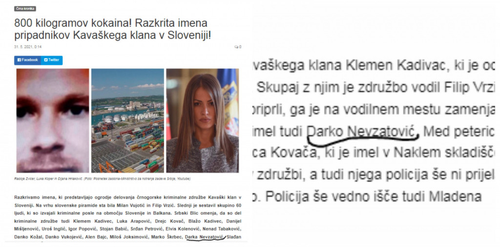 
				Darko Nezvatović je bil med pomembnimi člani slovenske celice Kavaškega klana. (Foto: Posnetek zaslona- Nova24tv in Dnevnik)			