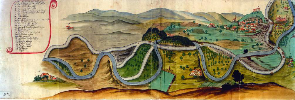 				Slika 1: Panoramska slika iz 16.st. (DEM d.o.o.)			
