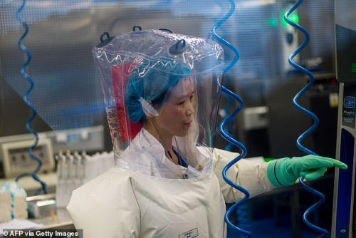 A worker is seen ninside the P4 laboratory in Wuhan, capital of China's Hubei province in February 2020. It is feared COVID-19 may have leaked from a lab sparking the outbreak