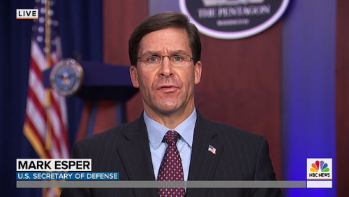 Defense Secretary Mark Esper said on Thursday he doesn't believe the Chinese government has been transparent about the coronavirus