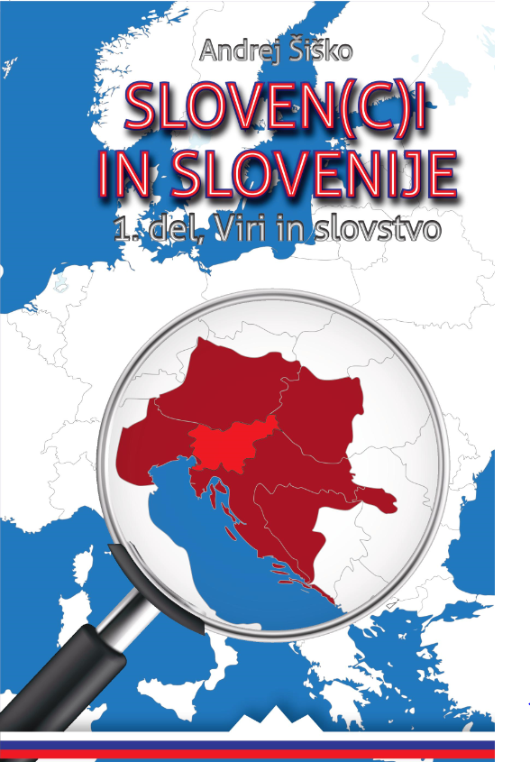 
				naslovnica Šiškove knjige - temno rdeče je obarvano ozemlje, ki se je že v srednjem veku imenovalo Slovenija			