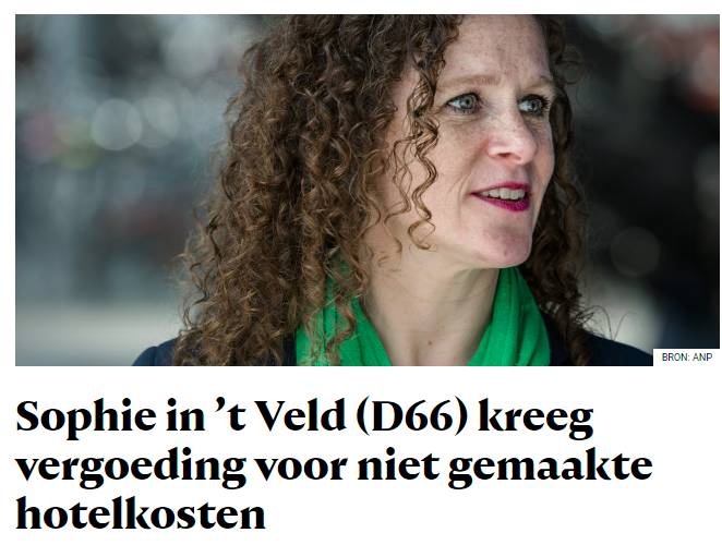 
				Naslovnica nizozemskega medija, ki so razkrili afero nizozemske evropske poslanke Sophie in 't Veld			