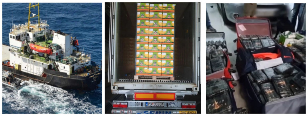 
				Na ladji Aresa so zasegli 5,7 ton kokaina, zasežena 1,4 tone kokaina v Črni gori in zaseženih 400 kilogramov kokaina na Kanarskih otokih. (Foto: Posnetek zaslona-Blic)			