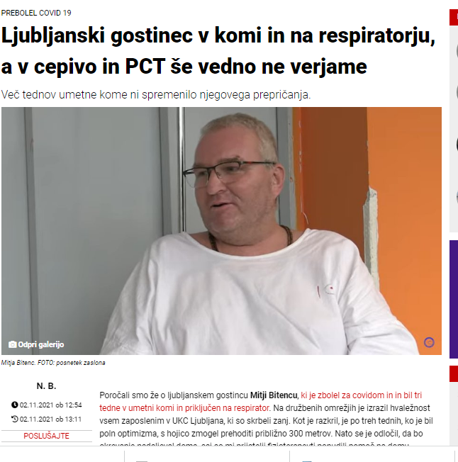 				Naslovnica v Slovenskih novicah o Mitji Bitencu. (Foto: Posnetek zaslona-Slovenske novice)			