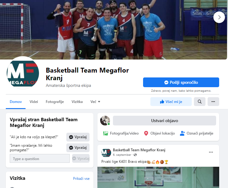 
				Podjetje Megaflor pa skrbi tudi za kranjski košarkarski klub Megaflor Kranj. (Foto: Facebook)			