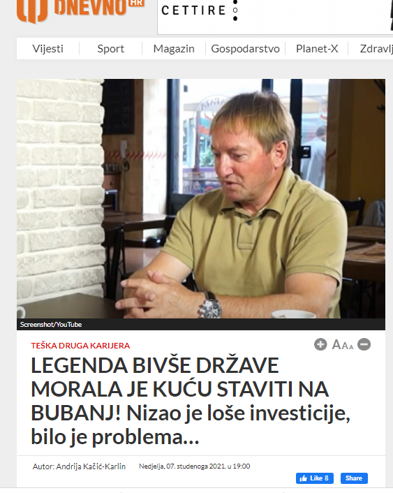 
				Naslovnica hrvaškega Dnevno, kjer razkrivajo poslovne težave Bojana Križaja. (Foto: Posnetek zaslona- Dnevno.hr)			