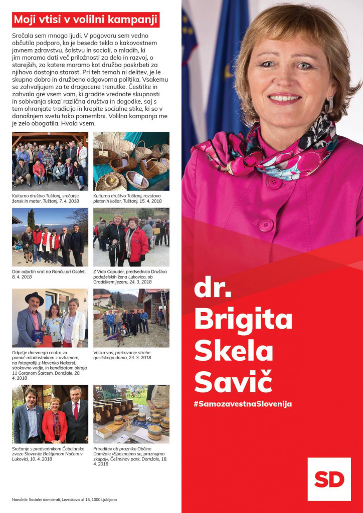 
				Dr. Brigita Skela Savič kot vidna članica stranke Socialnih demokratov. (Foto: Posnetek zaslona-Facebook)			