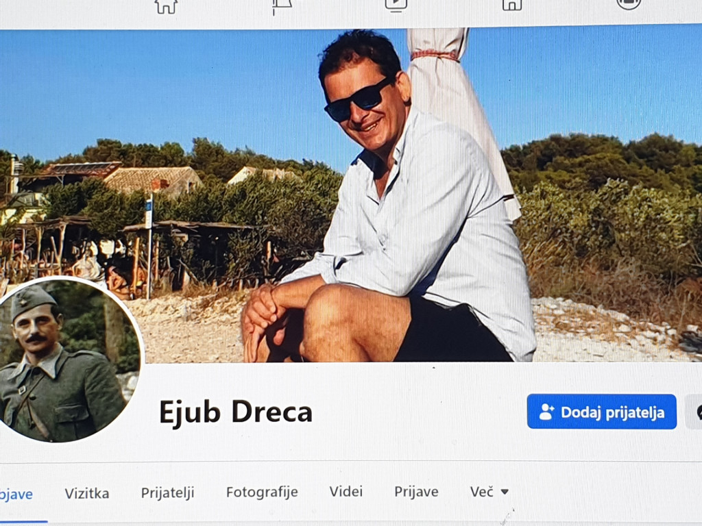 				Facebook profil Ejuba Drece, življenjskega sopotnika dekanje Zinke Grbo, krasi fotka partizanskega generala Koče Popovića in napis: 