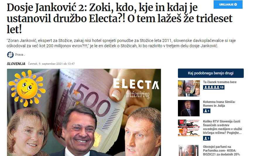 
				Medij Prava je razkril afero, kako je nastala Electa, krovno družinsko podjetje družine Janković. (Foto: #Prava)			