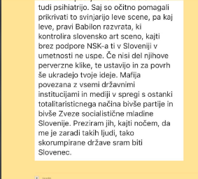 
				Izpoved žrtve analnega posilstva s strani Jaše Kramaršiča Kacina. (Foto: Bralec Prava.si, posnetek zaslona m3njalnik)			