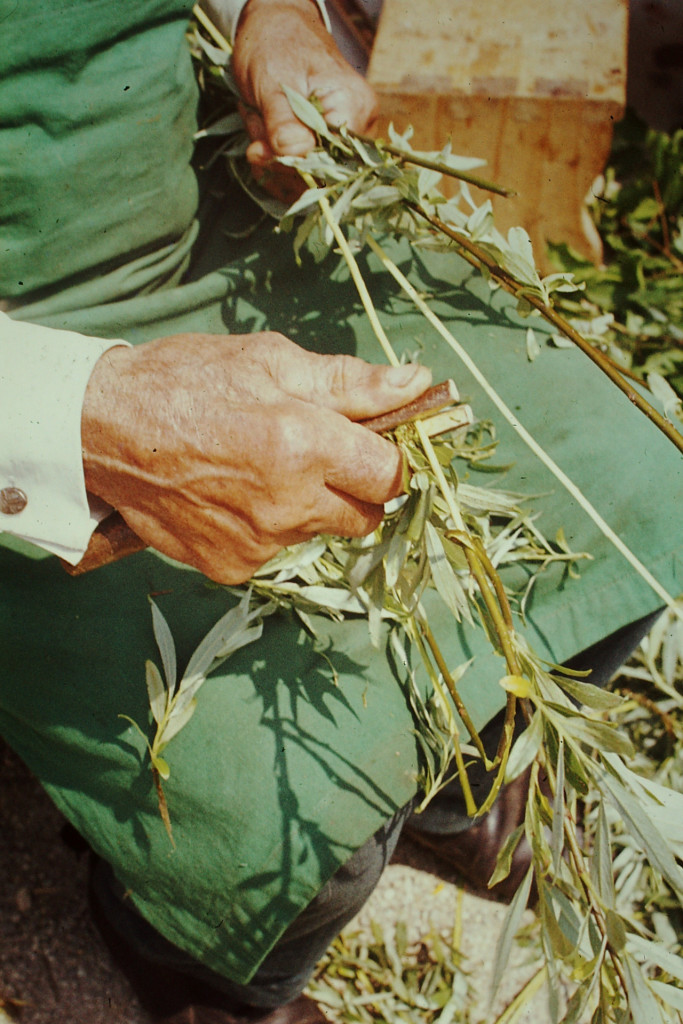 Anton Zevnik beli vrbovo ličje. 1973.<br>
foto št. E 314